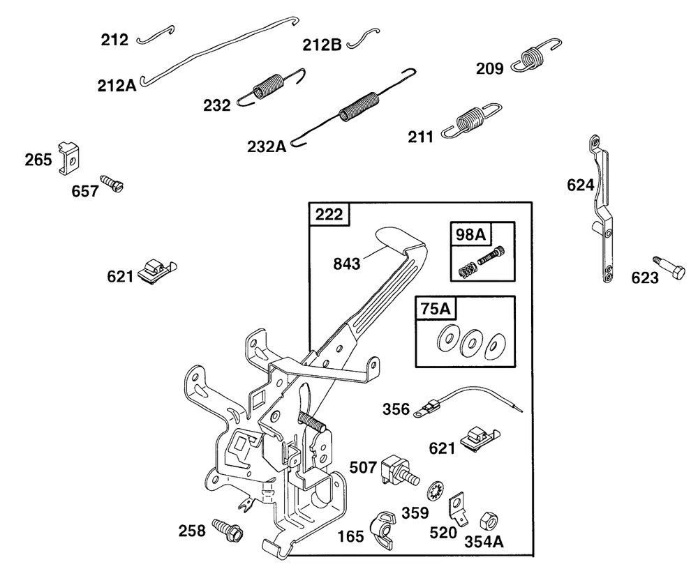 Controls Diagram and Parts List for 176432-0117-XX  Briggs and Stratton Engine
